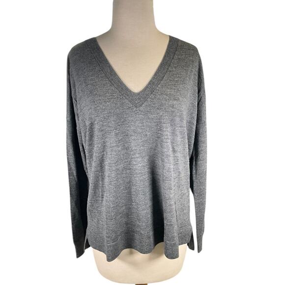J.Crew 100% Merino Wool V-Neck Sweater – Gray – Size Small Vintage Fall Winter - Picture 1 of 10